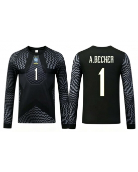 Billige Fotballdrakt Brasil Alisson Becker #1 Keeper Replika Hjemmedraktsett Barn VM 2026 Langermet (med bukser)